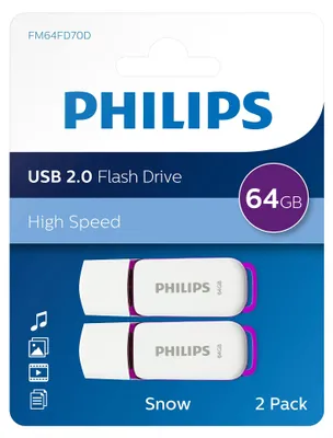 Produktbild von Philips USB-Stick 64 GB USB 2.0 Snow Edition Magic Purple 2 Stück