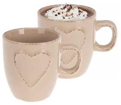 Produktbild von Siaki Becher-set Herz - 2x - beige - 150 ml - Kaffee/tee - Keramik
