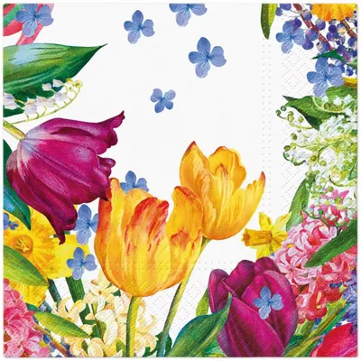 Zdjęcie produktu dla 20 serwetek Spring Inspiration – kolorowe tulipany i wiosenne kwiaty 33 x 33 cm