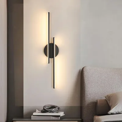 Immagine prodotto di Lampada da parete a LED - Lampada da parete moderna - 24 W - 3000 K (bianco caldo) - 2 sorgenti luminose - Luce direzionale verso l'alto e verso il basso - Alluminio - Nero