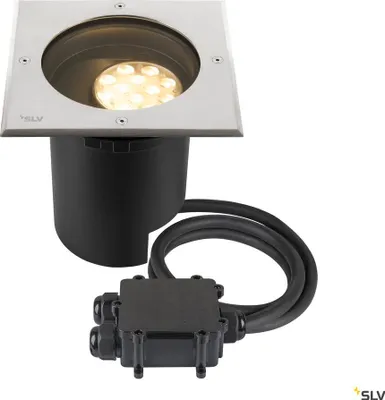Produktbild von SLV 1009169 DASAR® L, Bodeneinbauleuchte, asymmetrisch, 3000K, 70°/40°, IP65/IP67, quadratisch, edelstahl / schwarz