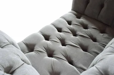Zdjęcie produktu dla Szary fotel skrzydłowy Chesterfield szary fotel kanapa tkanina sofa salon