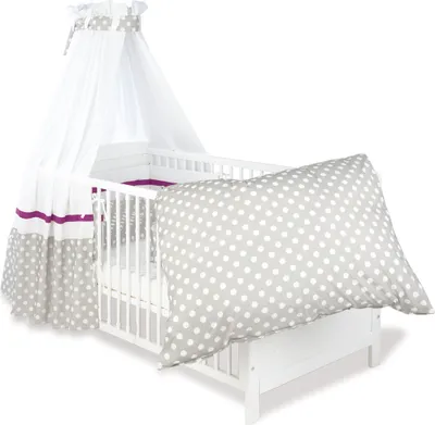 Produktbild von Pinolino Textile Ausstattung für Kinderbetten ''Punkte'', grau, 4-tlg.