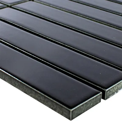 Produktbild von Keramik Mosaik Fliesen Durham Glänzend Schwarz