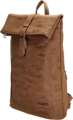 Produktbild von Großer Damen Herren Roll up Rucksack Plane Tasche Fahrradrucksack Kurier leder Optik Rollup Bag Camel