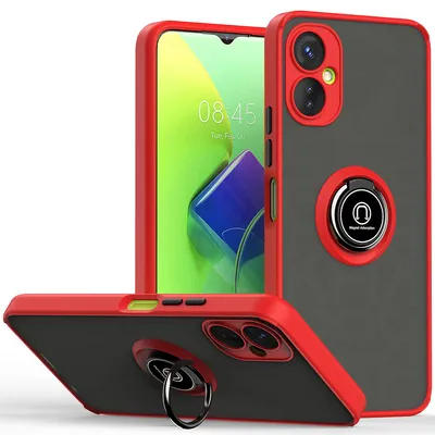 Obrázek produktu pro Pouzdro pro Tecno Spark 9 Pro matné průsvitné TPU pouzdro s prstencovým držákem a stojánkem Červený