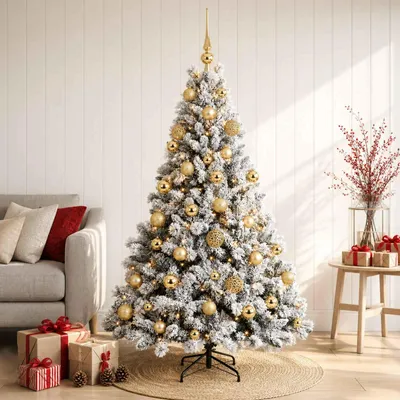 Productafbeelding van Kunstkerstboom met kerstbal 120 cm 150 LED's Warmwit