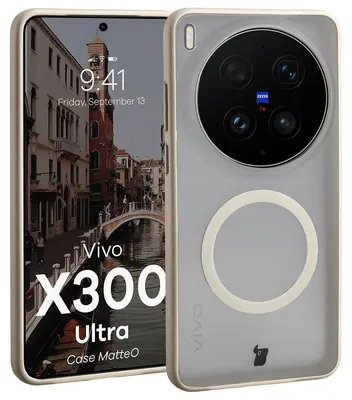 Produktbild von Handyhülle mit Magnetring für Vivo X300 Ultra, Bizon Case MatteO, Getönt-Beige