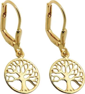 Produktbild von Ohrbrisur Ohrhänger Ohrringe 26x10mm Lebensbaum glänzend 9Kt GOLD gold 26x10mm