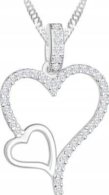 Immagine prodotto di Collana in argento con due cuori in zircone, coppia di innamorati, argento 925