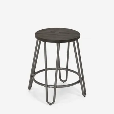 Produktbild von Hocker Metall Holz Industrielles Design Bars Restaurants Küche Carbon One - Dunkel Grau