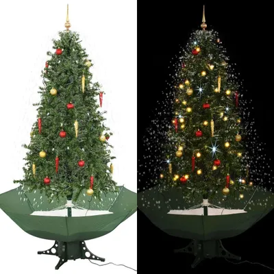 Immagine prodotto di The Living Store Albero di Natale innevato con base a ombrello verde 190 cm
