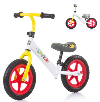 Zdjęcie produktu dla Chipolino, rowerek biegowy Speed 12 cali, gumowy uchwyt, regulowana wysokość siodełka kierownicy czerwony