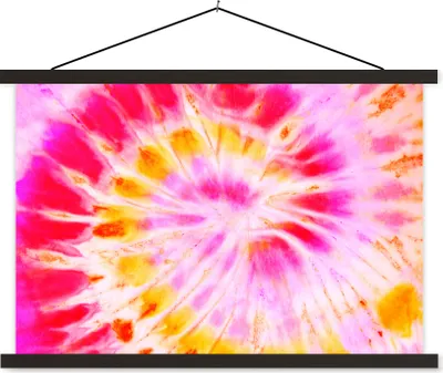 Produktbild von MuchoWow® Textilposter Sommer - Krawattenfärbung - Farben 60x40 cm mit schwarzem Rahmen - Hölzernes