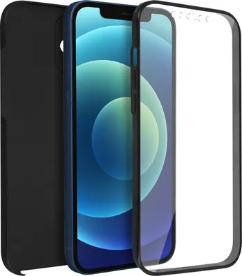 Image de Avizar, coque de protection à 360° (avant et arrière) pour Apple iPhone 12 Mini, noire