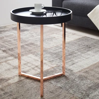 Produktbild von riess-ambiente Extravaganter Beistelltisch MODULAR 40cm matt schwarz kupfer rund inkl. Tablett Couchtisch Tisch