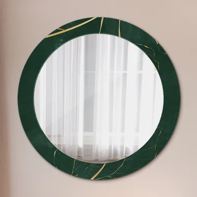 Produktbild von Ø70cm Modern Spiegel - Wandspiegel Wandmontage- Schlafzimmer - zart golden Blätter