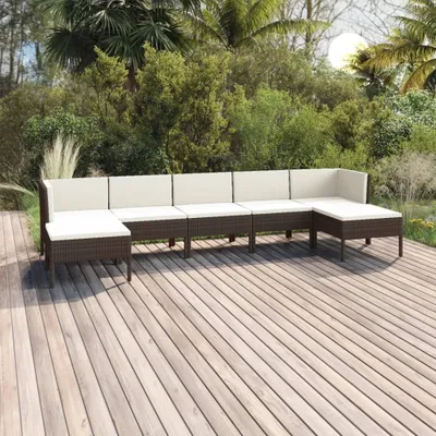 Produktbild von "Rabatt" 7-tlg. Garten-Lounge-Set - Wetterfestes Sitzgruppe - für 6 Personen - mit Auflagen Poly Rattan Braun - Lounge-Dining set CC3355