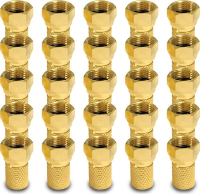 Produktbild von 25x ARLI F-Stecker vergoldet 7 – 7,4 mm – Koaxialstecker mit breiter Mutter & Dichtring für SAT TV LNB Multischalter
