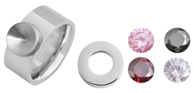 Produktbild von Akzent Damen-Ring aus Edelstahl mit Ersatzsteinen