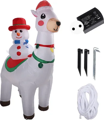 Produktbild von 1,8 m Weihnachten Schneemann Reiten Alpaka aufblasbare Dekoration LED LEGELIVE GARTE BLUSE EU -Stecker 220 V