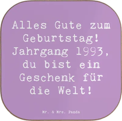 Produktbild von Mr. & Mrs. Panda Untersetzer für Gläser Spruch 1993 Geburtstag - Lavendeltraum - Geschenk, gläseruntersetzer, Geburtstagsfeier, Zuneigung und Anerkennung, Happy Birthday