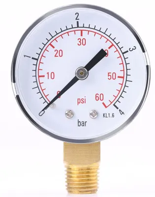 Manometer 0-4 bar / 0-60 psi, Doppelskala, 1/4" NPT, 50 mm Ø