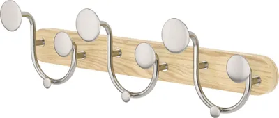 Immagine prodotto di Umbra Garderobenleiste Melody mit 9 Haken, Wandgarderobe, Aluminum, Holz, Natur, Nickel, 43 cm, 1019559-392