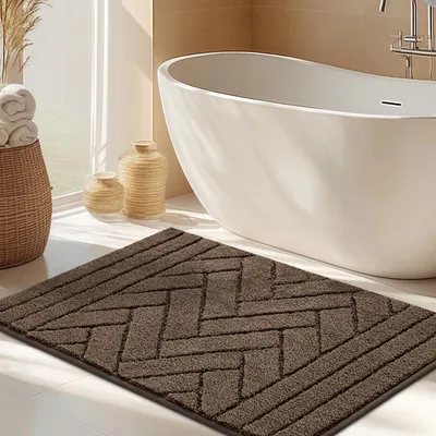 Image de Tapis de bain antidérapant, tapis de bain moelleux, tapis de bain absorbant, tapis de bain lavable pour la douche et les toilettes, 50 x 80 cm