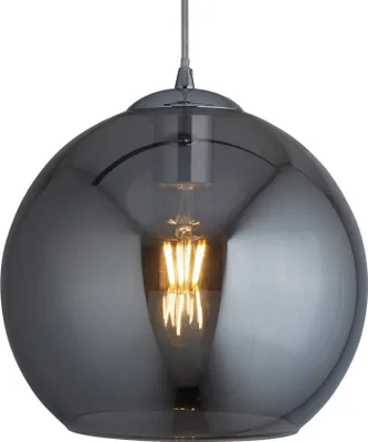 Produktbild von Balls 1-flammige Pendelleuchte chrom Glasschirm Ø25 cm Rauchglas