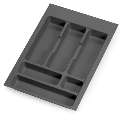 Produktbild von Emuca Besteckeinsatz Optima für Universalschublade, Modul 400mm, Kunststoff, Anthrazitgrau