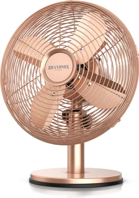 Produktbild von Brandson Tischventilator, Retro Design, Oszillation, Neigungswinkel ca. 40°, Metallgehäuse, 30W, 28 cm Durchmesser, Preisträger 2025, mobiler Lüfter, 3 Geschwindigkeitsstufen,