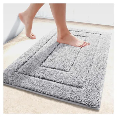Produktbild von Mikrofaser Badezimmerteppich rutschfest und waschbar, 60x120cm, Grau