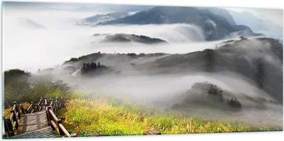 Produktbild von Bilder auf glas - Asien schönheit berg landschaft - 120x50cm - Glasbilder - Wandbilder - Kunstdruck - zum Aufhängen bereit - Wanddekoration aus Glas - Glas Bilder - Wandbild auf Glas - GAB120x50-2444