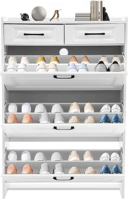 Imagen del producto de Armario para zapatos de madera, con 3 puertas, estrecho, ideal para la entrada o el pasillo