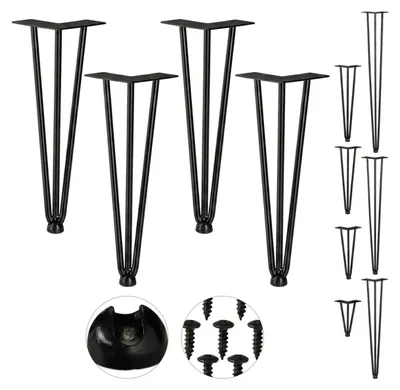 Produktbild von Relaxdays Hairpin Legs, 4er Set, 3 Streben, Metall, Haarnadel Tischbein für Hocker, Tisch & Schrank, 36 cm hoch, schwarz