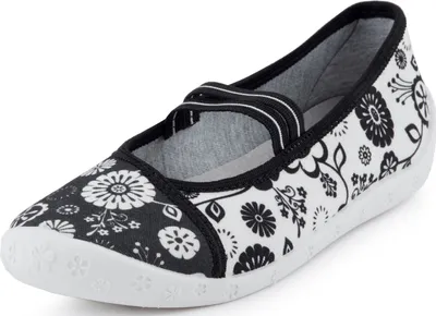 Produktbild von Ladeheid Kinder Mädchen Hausschuhe LARW008 (Schwarz/Wieß/Blumen, 26 EU)