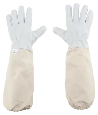 Image de Gants de protection en cuir de chèvre, taille grande, avec manches ventilées, pour apiculteurs