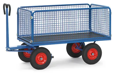 Produktbild von Fetra Handpritschenwagen 60 cm Gitterwände 1.000 kg LxB 1.600 x 900 mm Vollgummiräder