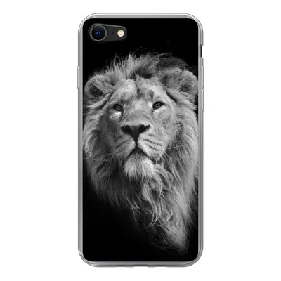Produktbild von MuchoWow® Handyhülle Schutzhülle Hülle für iPhone 8 Löwe - Porträt - Schwarz - Weiß Silikon Softcase Handy Hülle - Schutzhaube