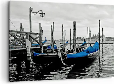 Produktbild von Bild auf Leinwand - Leinwandbild - Venedig Gondel Leuchtturm - 100x70cm - Wand Bild - Wanddeko - Leinwanddruck - Bilder - Kunstdruck - Wanddekoration - Leinwand bilder - Wandkunst - AA100x70-0446