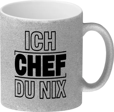 Produktbild von ICH CHEF DU NIX Glitzer-Kaffeebecher für Büro und Kollegen
