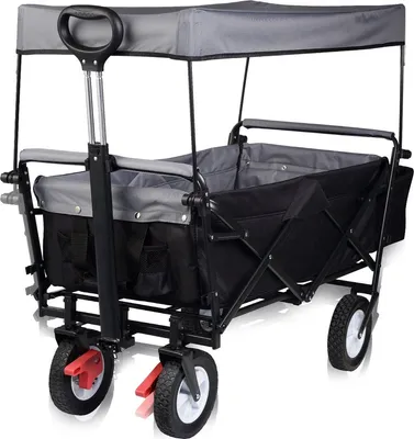 Zdjęcie produktu dla Składany wózek ręczny – czarny – nośność 80 kg – wózek ręczny na kemping, plażę i zakupy