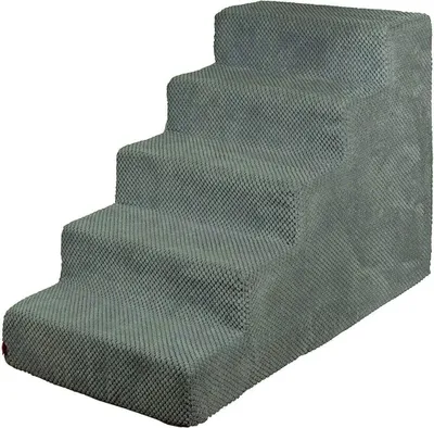 Produktbild von Schody pro psy Schody pro kočky Schody pro domácí mazlíčky Pomůcka pro lezení Plyšový kryt 5 kroků Tmavě šedá