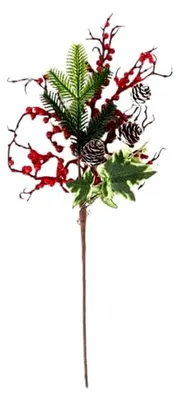 Produktbild von Künstliche Tannenzweige mit roten Beeren für die Weihnachtsdekoration