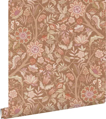 Produktbild von ESTAhome Tapete Blumenmuster Braun, Terrakotta und Lila 50 x 900 cm