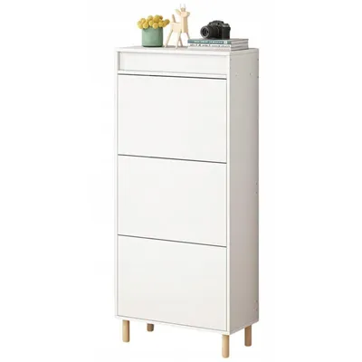 Zdjęcie produktu dla Szafka na buty biała pojemny schowek z lustrem loft wysoki regał 55cm
