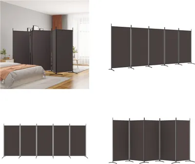 Obrázok produktu pre vidaXL 5-dielny paraván hnedý 433x180 cm látka - deliaca stena - deliaca stena