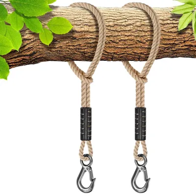 Image de Lot de 2 cordes de suspension pour hamac, longueur 0,5 mètre, en polyester, avec crochets