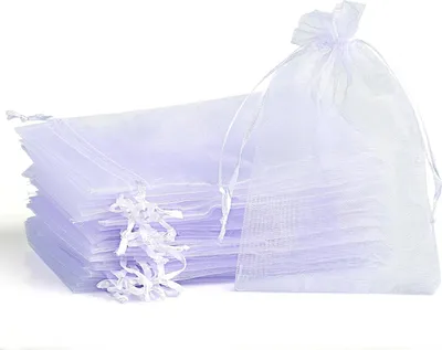 Produktbild von 120 weiße Organzabeutel, Geschenktüten aus Organza, 7 x 9 cm, Weiß, 7 x 9 cm